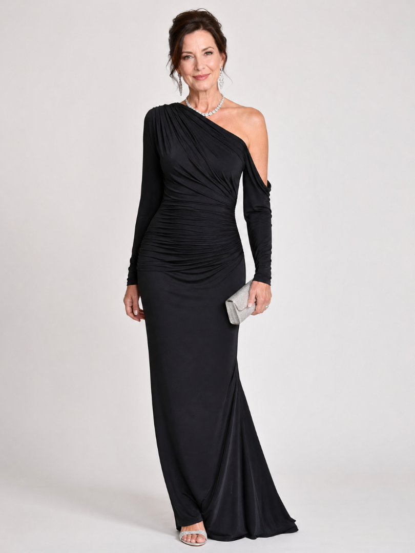Liawyn | One Shoulder Ruched Maxi Dress