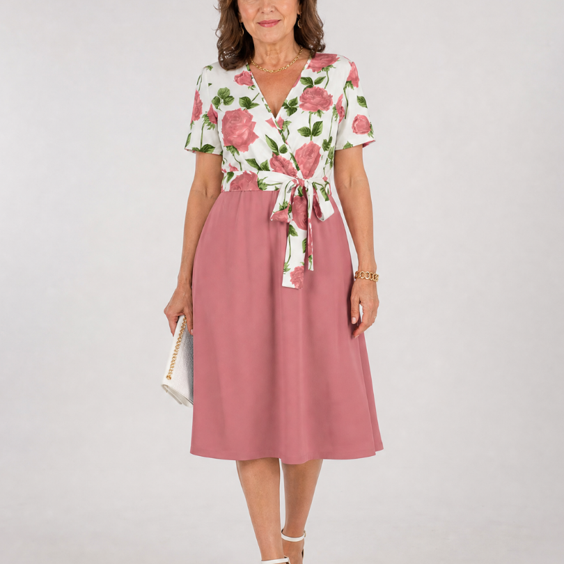 Valwen | Floral Tie Waist Midi Dress