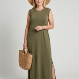 Liorania | Straight Silhouette Crew Neck Midi Dress