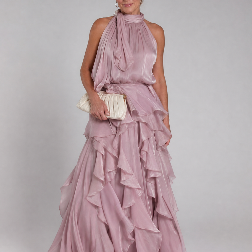 Tamsinmae | Halter Neck Ruffle Tiered Maxi Dress