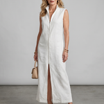 Norrin | High Collar Front Slit Midi Dress