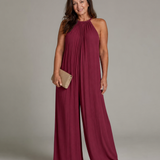 Gretabeth | Pleated Halter Neck Wide Leg Relaxed Jumpsuit