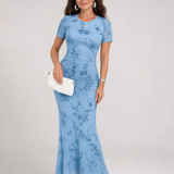 Callavia | Short Sleeve Crew Neck Midi Dress