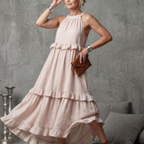 Vidassa | Tiered Ruffle Halter Maxi Dress