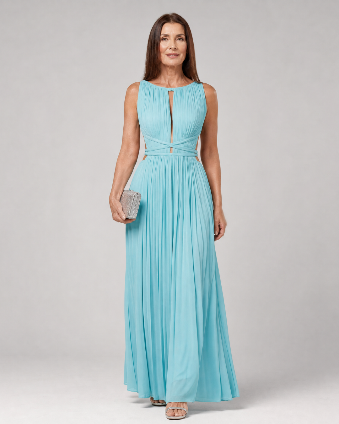 Tovala | Pleated Sleeveless Keyhole Neck Maxi Dress