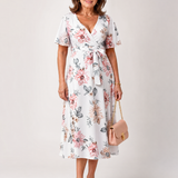 Talvia | Floral Wrap Tie Midi Dress