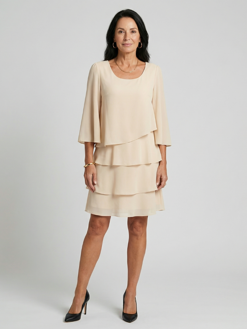 Lilabeth | Layered Flare Sleeve Knee Length Dress