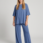 Belndra | Short Sleeve Oversized Top And Wide Leg Pants Set