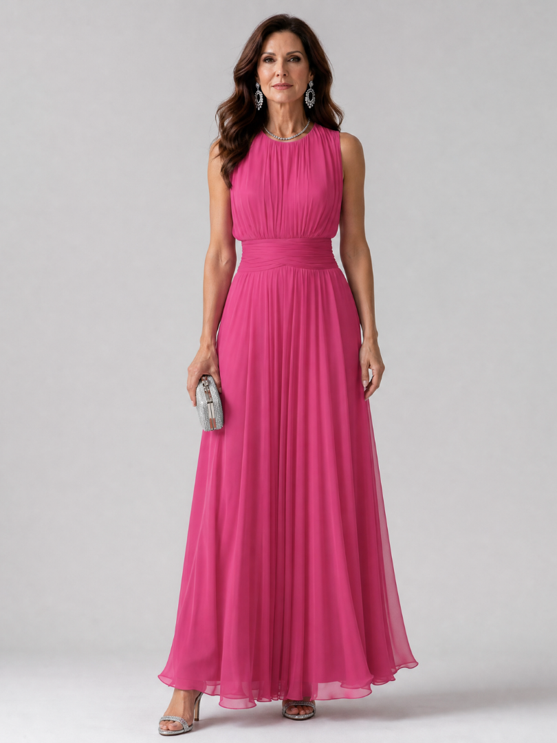 Hiladra | Sleeveless Gathered Waist Midi Dress