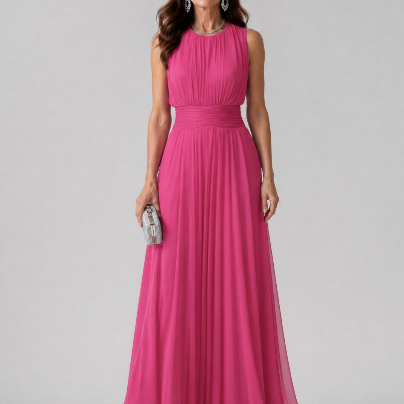 Hiladra | Sleeveless Gathered Waist Midi Dress