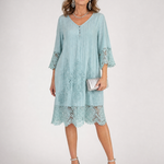 Kalnia | Embroidered Lace Trim Shift Midi Dress