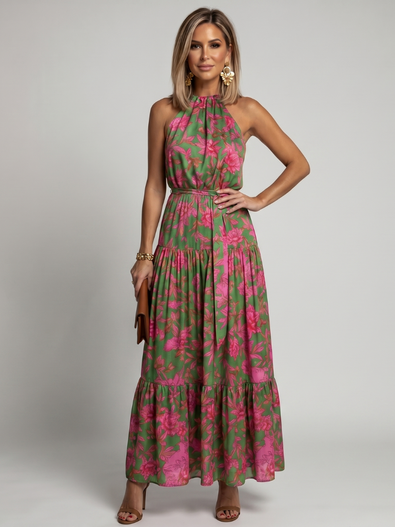 Solla | Draped Halter Midi Dress