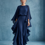 Vidaney | Layered Sleeve Drape Waist Midi Dress