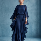 Vidaney | Layered Sleeve Drape Waist Midi Dress