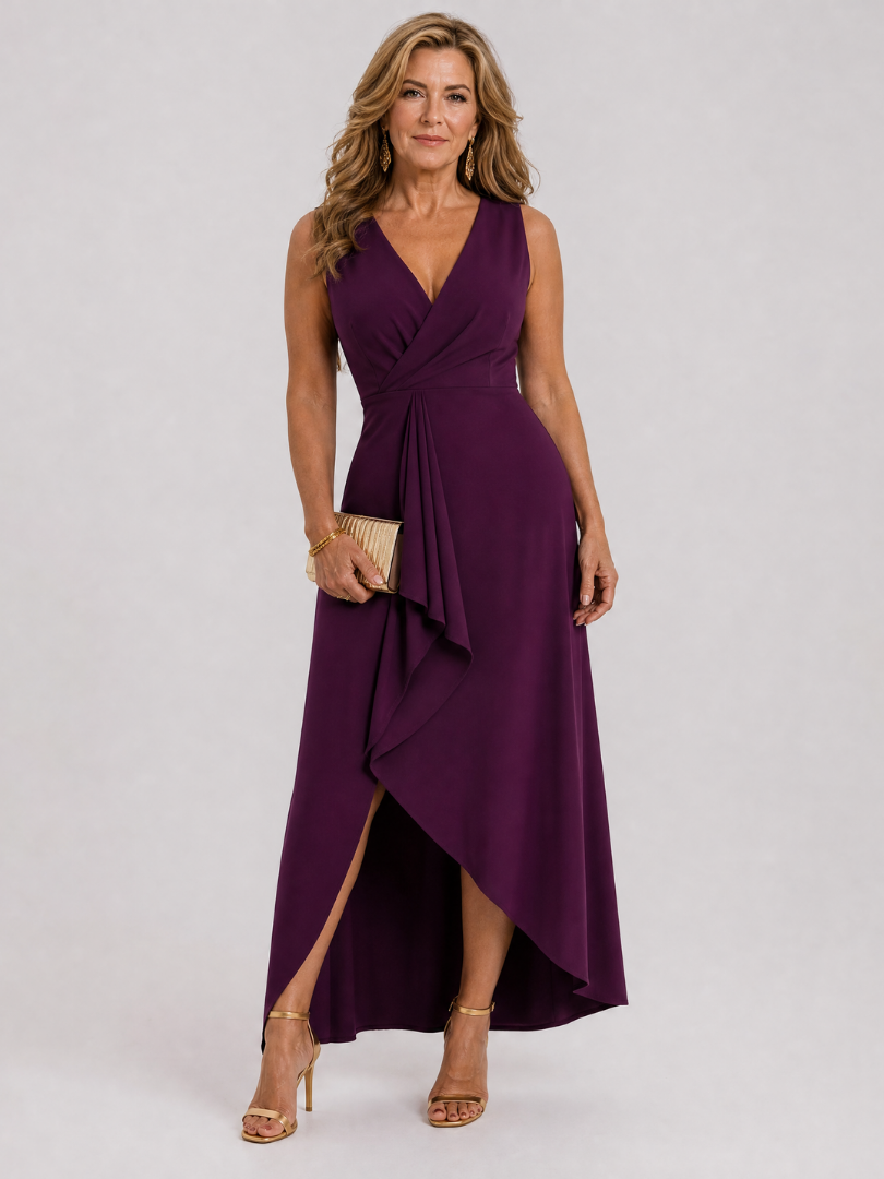 Camine | Sleeveless Wrap High Low Midi Dress