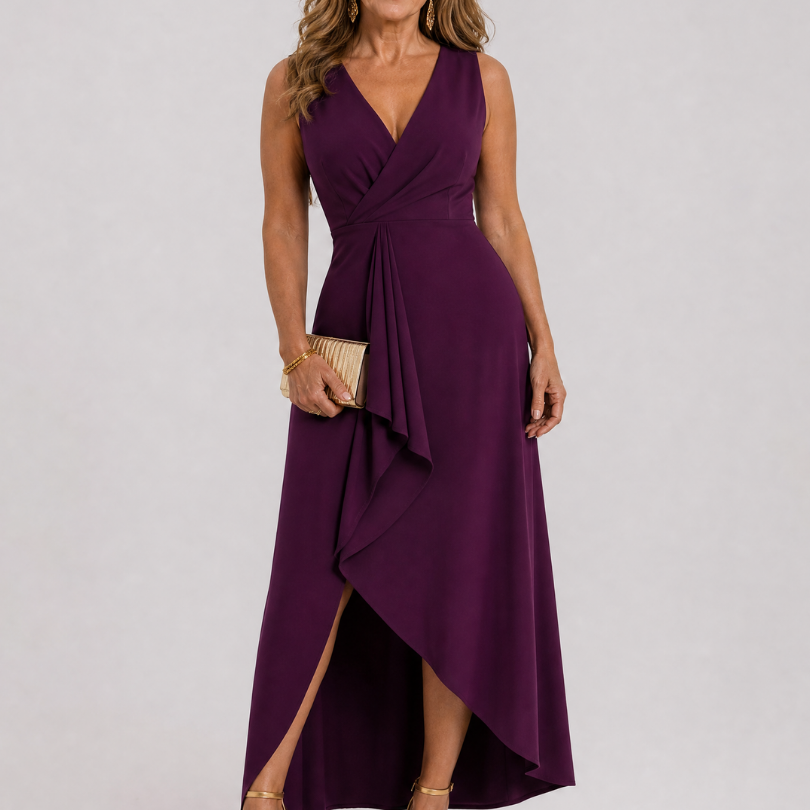 Camine | Sleeveless Wrap High Low Midi Dress