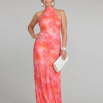 Odasette | Halter Neck Printed Pattern Maxi Dress