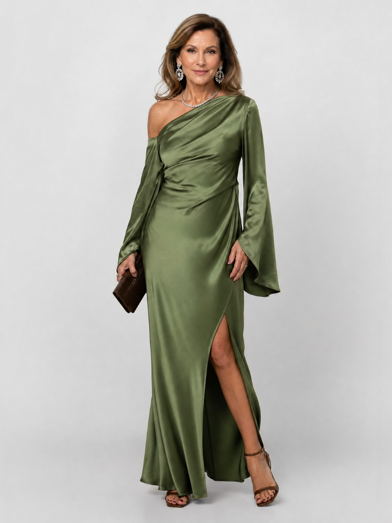 Corrina | One Shoulder Cape Sleeve Maxi Dress