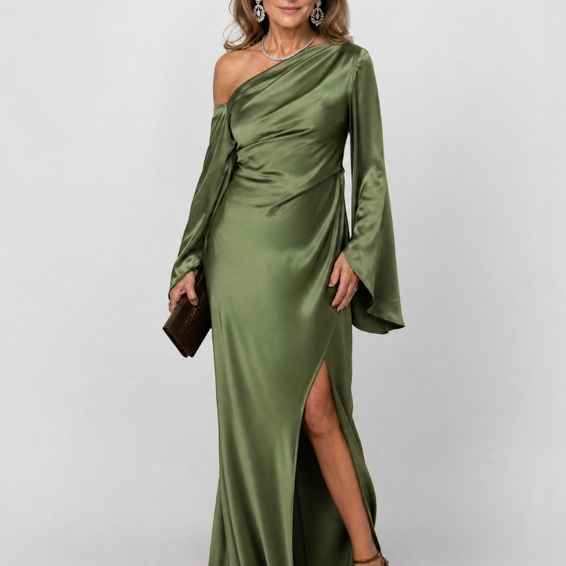 Corrina | One Shoulder Cape Sleeve Maxi Dress