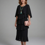 Hilana | Layered Cape Sleeve Midi Dress