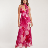 Tovamae | Watercolor Print Sleeveless Deep V Midi Dress