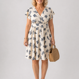 Senina | Flutter Sleeve Printed V Neck Mini Dress