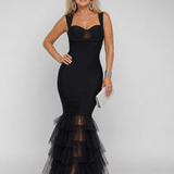 Penna | Sleeveless Tiered Tulle Hem Maxi Dress