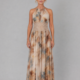 Callawynne | Halter Neck Lace Waist Maxi Dress