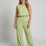 Nevine | Sleeveless Crew Neck Elastic Waist Leg Pants Set