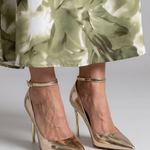 Callette | Metallic Pointed Toe Ankle Strap Pumps
