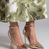 Callette | Metallic Pointed Toe Ankle Strap Pumps