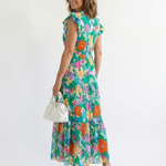 Corlette | Floral V-Neck Tiered Midi Dress
