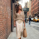Lunwyn | Bias Fall Satin Skirt Knit Layer Set