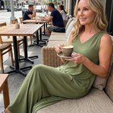 Tesmarie | Sleeveless Tropical Leaf Print Midi Dress