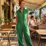 Mirania | Zip Front Stripe Panel Jumpsuit