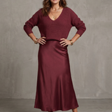 Lunwyn | Bias Fall Satin Skirt Knit Layer Set