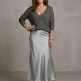Lunwyn | Bias Fall Satin Skirt Knit Layer Set