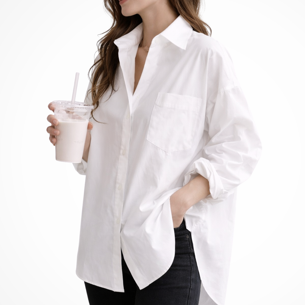 Selvyn | Women Oversized Button Down Long Sleeve Blouse