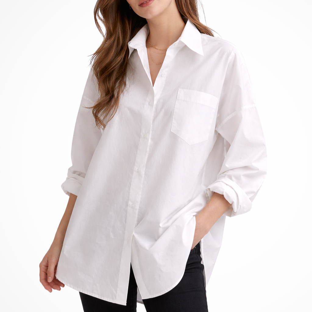 Selvyn | Women Oversized Button Down Long Sleeve Blouse