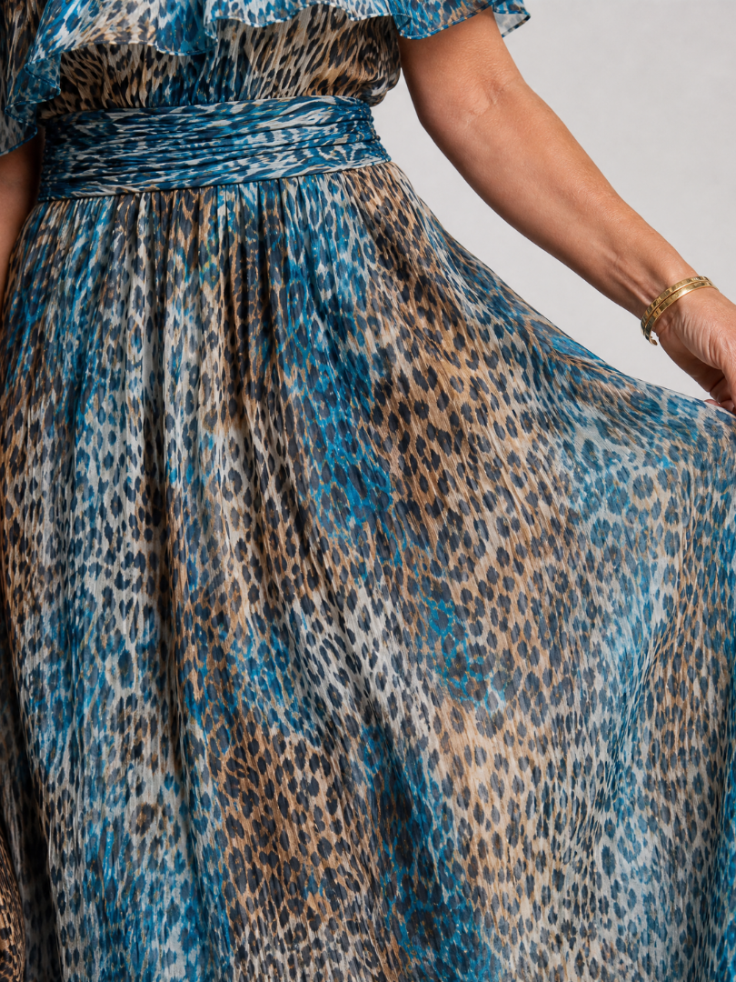 Laerose | One Shoulder Animal Print Midi Dress