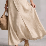 Corthea | Asymmetric Layered Round Neck Maxi Dress