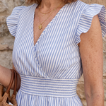Prura | Stripe Pattern Smocked Waist Mini Dress