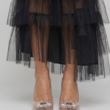 Laemae | Rhinestone Buckle Clear Panel Mule Heels