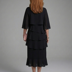 Hilana | Layered Cape Sleeve Midi Dress