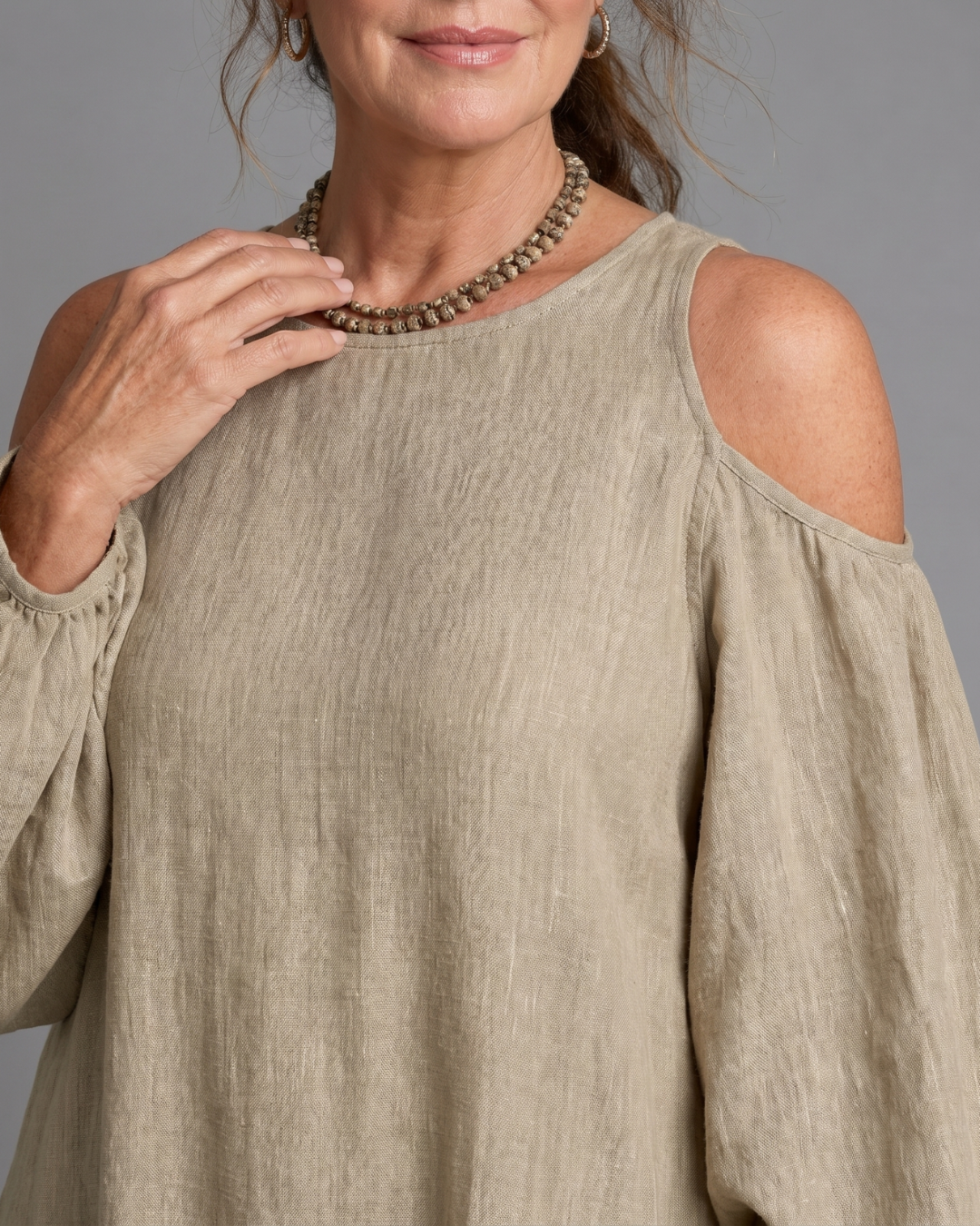 Dellania | Cold Shoulder Balloon Sleeve Relaxed Maxi Dress