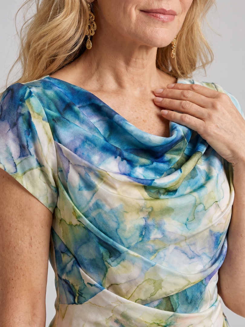 Corawynne | Draped Floral Print Midi Dress