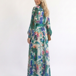 Camndra | Long Sleeve Printed Belted Maxi Dress