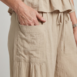 Selthea | Peplum Detail Smocked Top And Wide Leg Pants Set