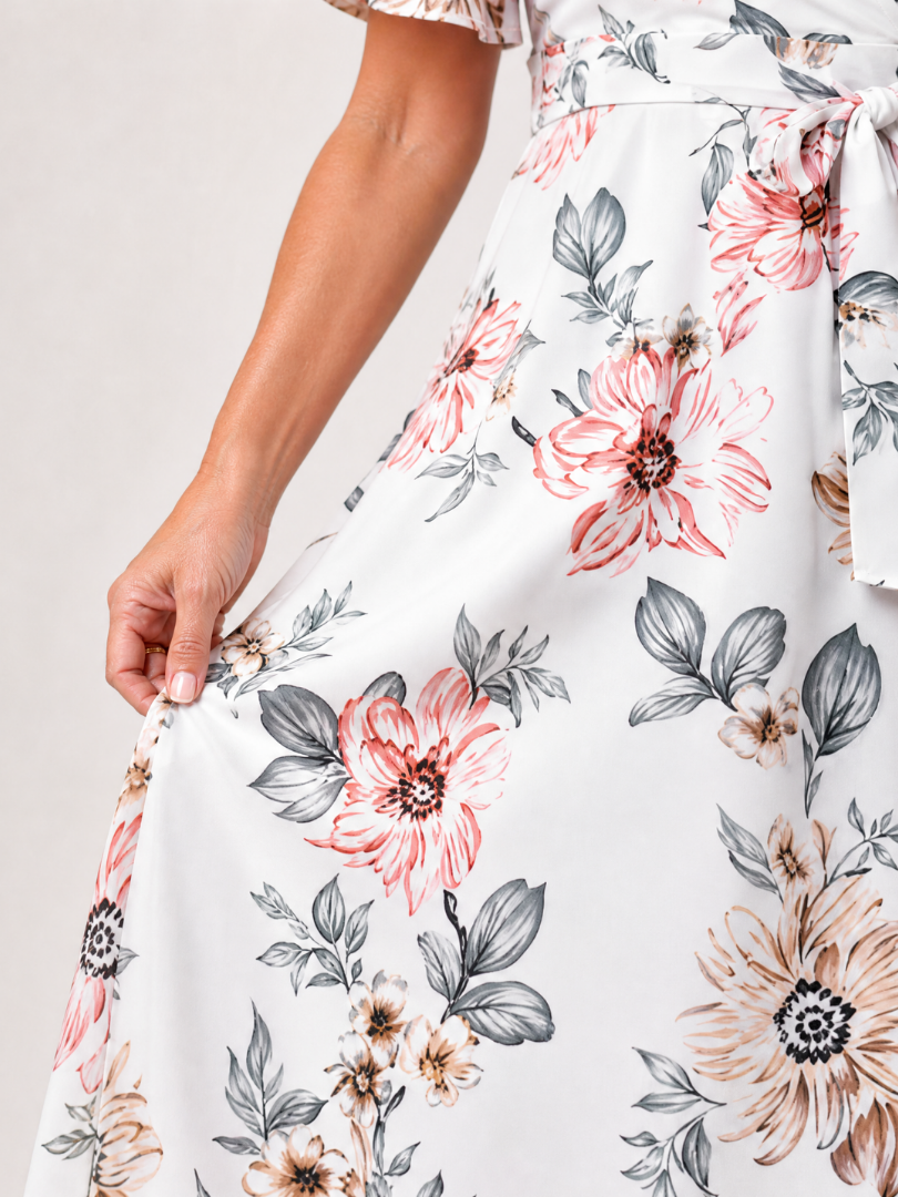 Talvia | Floral Wrap Tie Midi Dress