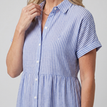 Roslora | Short Sleeve Stripe Pattern Midi Dress